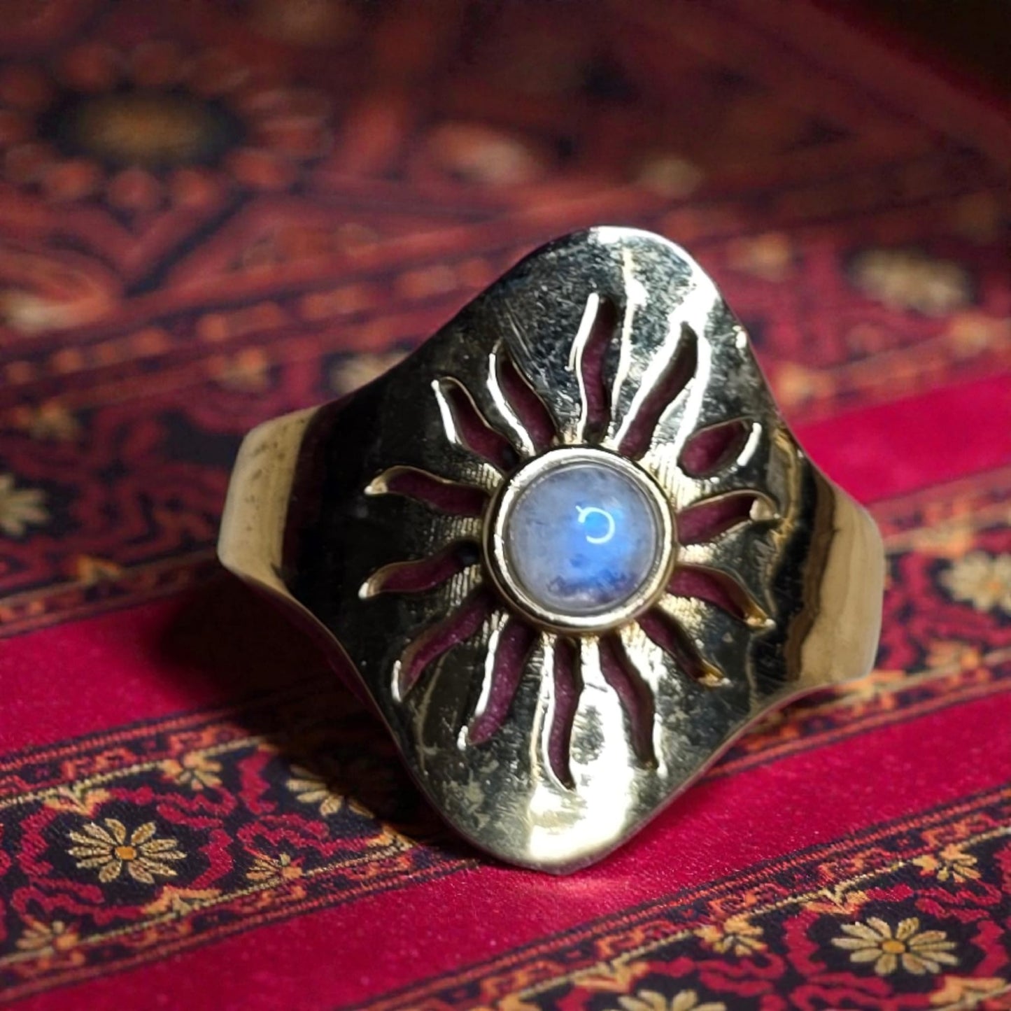 Brass ring with moon stone