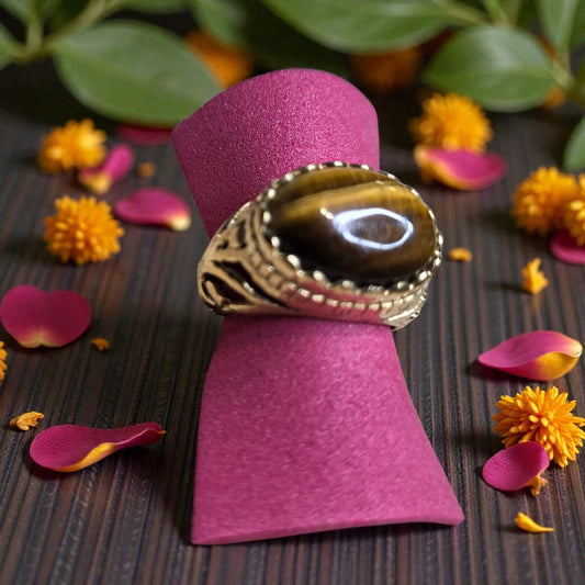 Brass Ring with Tiger'Eye