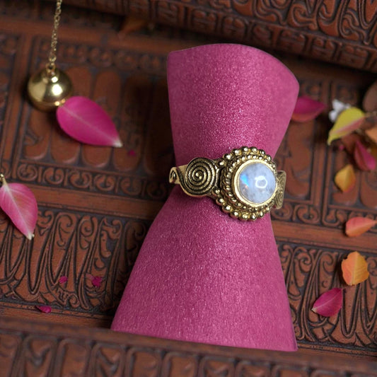Brass ring with moon stone