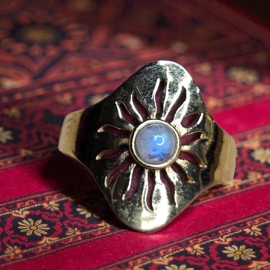 Brass ring with moon stone