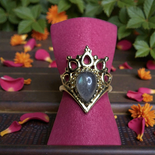 Brass ring with labradorite