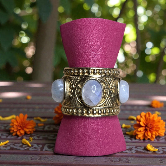 Brass ring with moon stone