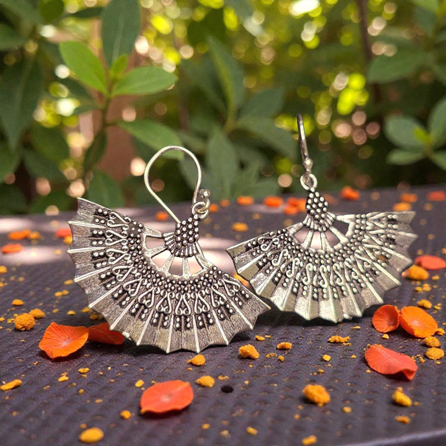 fan shaped earrings pendant
