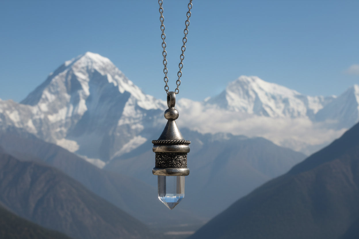Himalayan Quartz Pendant - Handmade 925 Sterling Silver