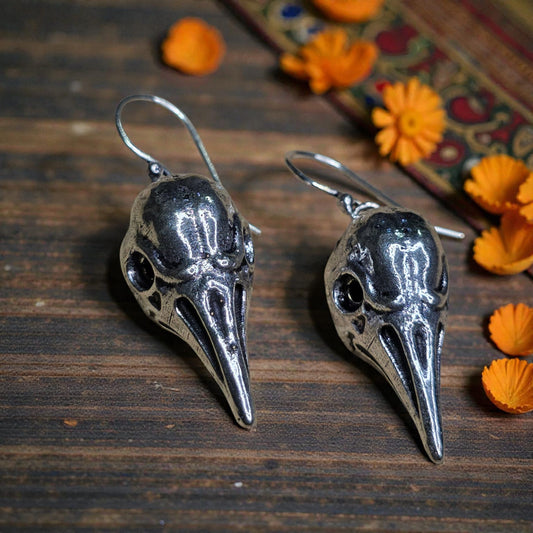 crow head earrings pendant
