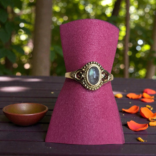 brass ring with moon stone